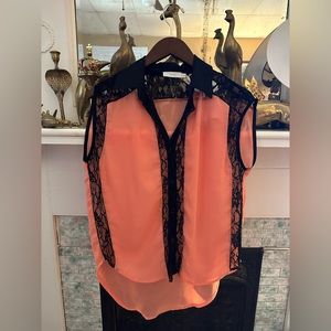 Peach and Black lace top
